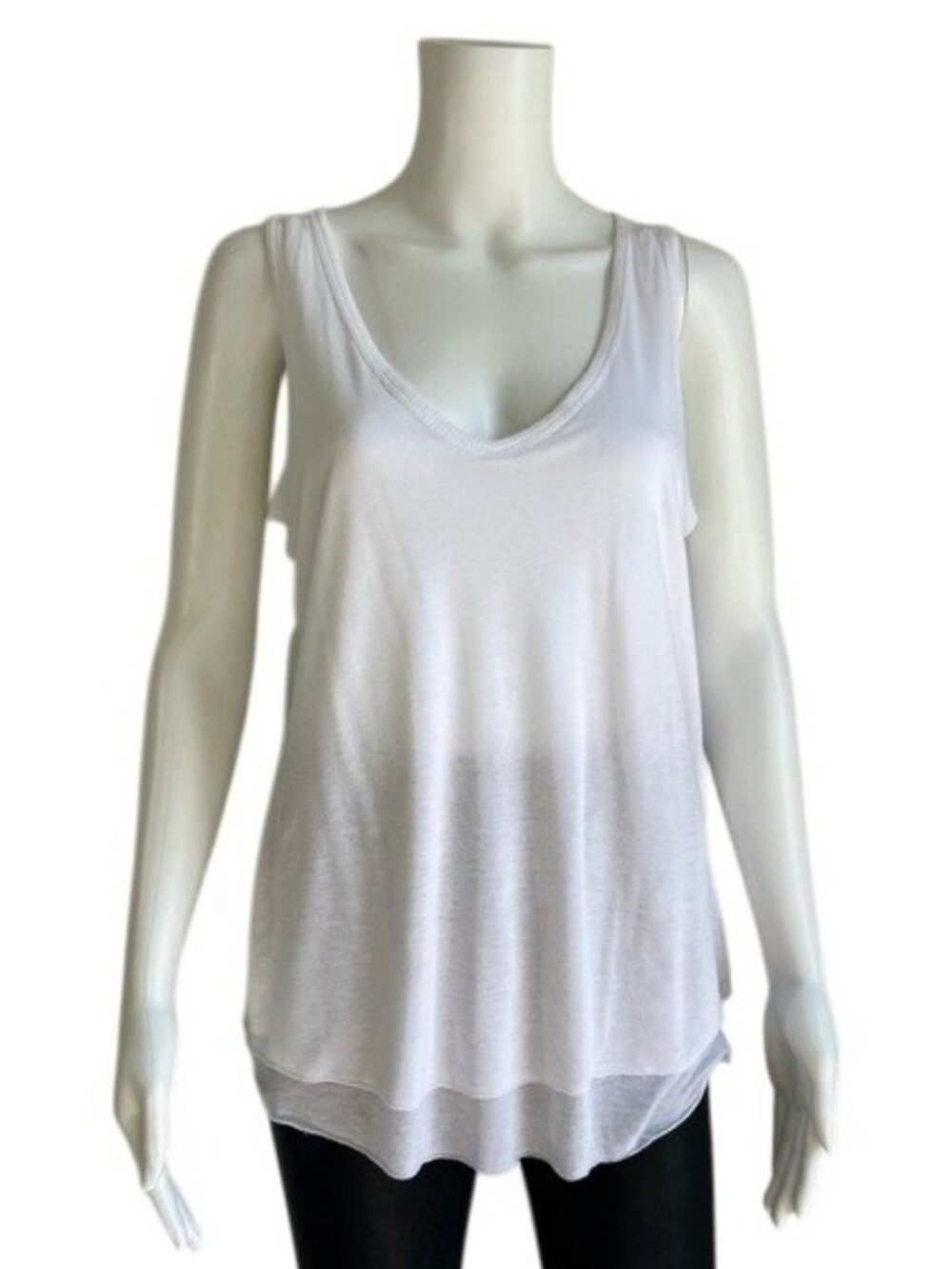 Vince Relaxed V Neck Tank Top in White - L